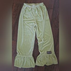 Matilda Jane Lime Green Velvet Flare Girls Pants Size 12